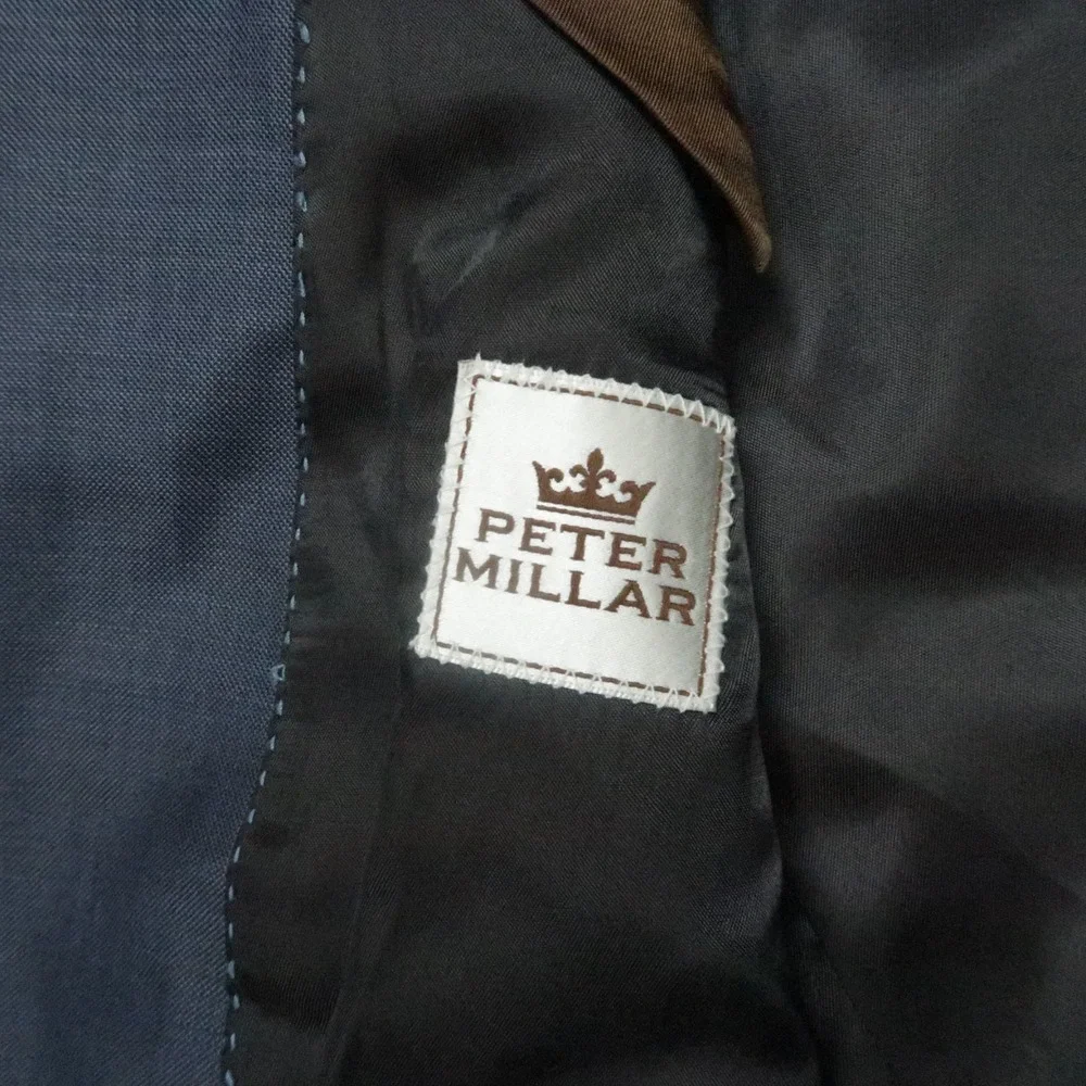 Peter Millar Blazer Mens 46R Blue‎ Wool Double Vented Suit Jacket Coat